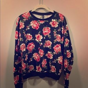 Black floral crew neck